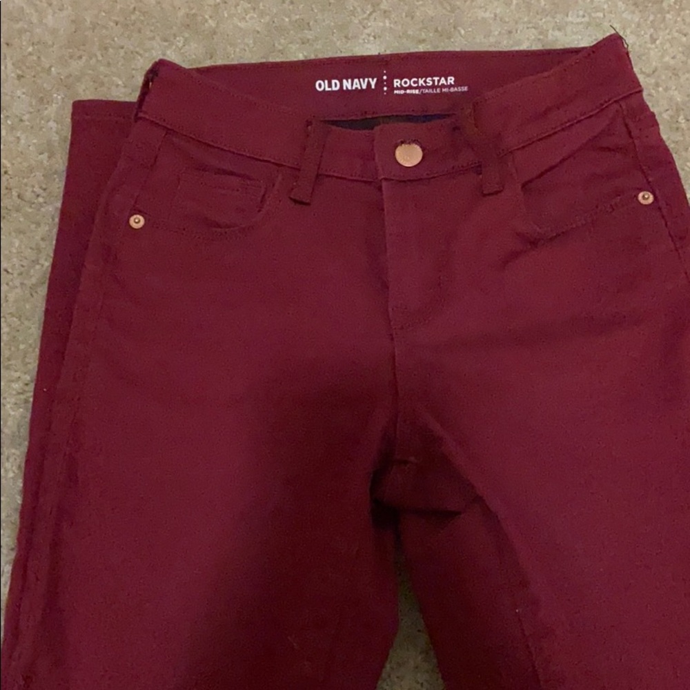 Old navy red rockstar skinny jeans